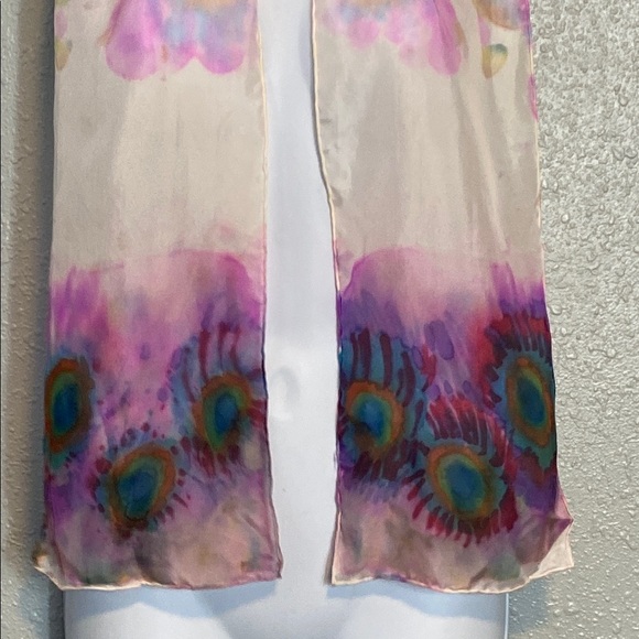 Elegant Multicolor Silk Scarf - Picture 2 of 6